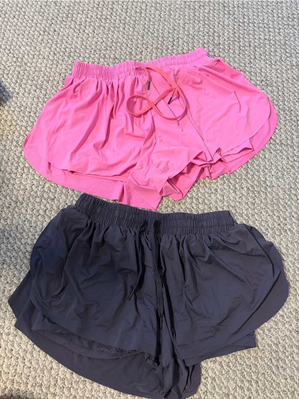 Women’s Drawstring Active Crop Shorts - Pink and Grey